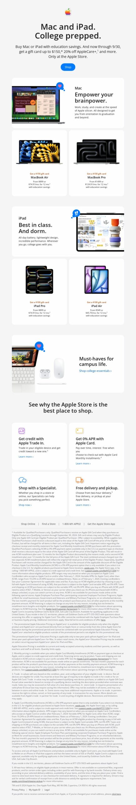 Apple, back-to-school email marketing campaign.