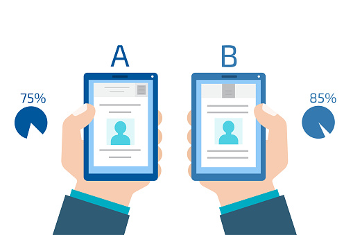 A-B comparison vector illustration