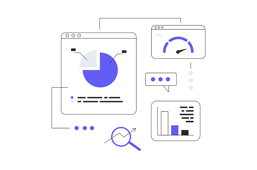 Analysis graphs, charts, business dashboard, report