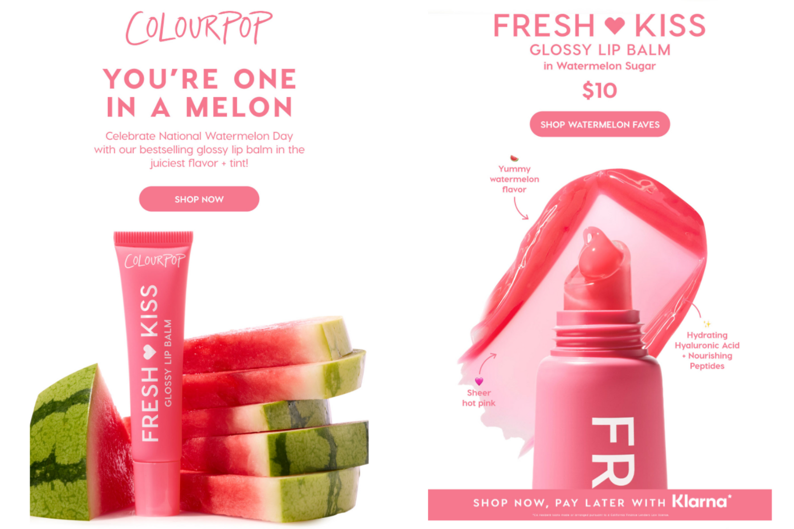 Colourpop, Watermelon Day email marketing campaign.