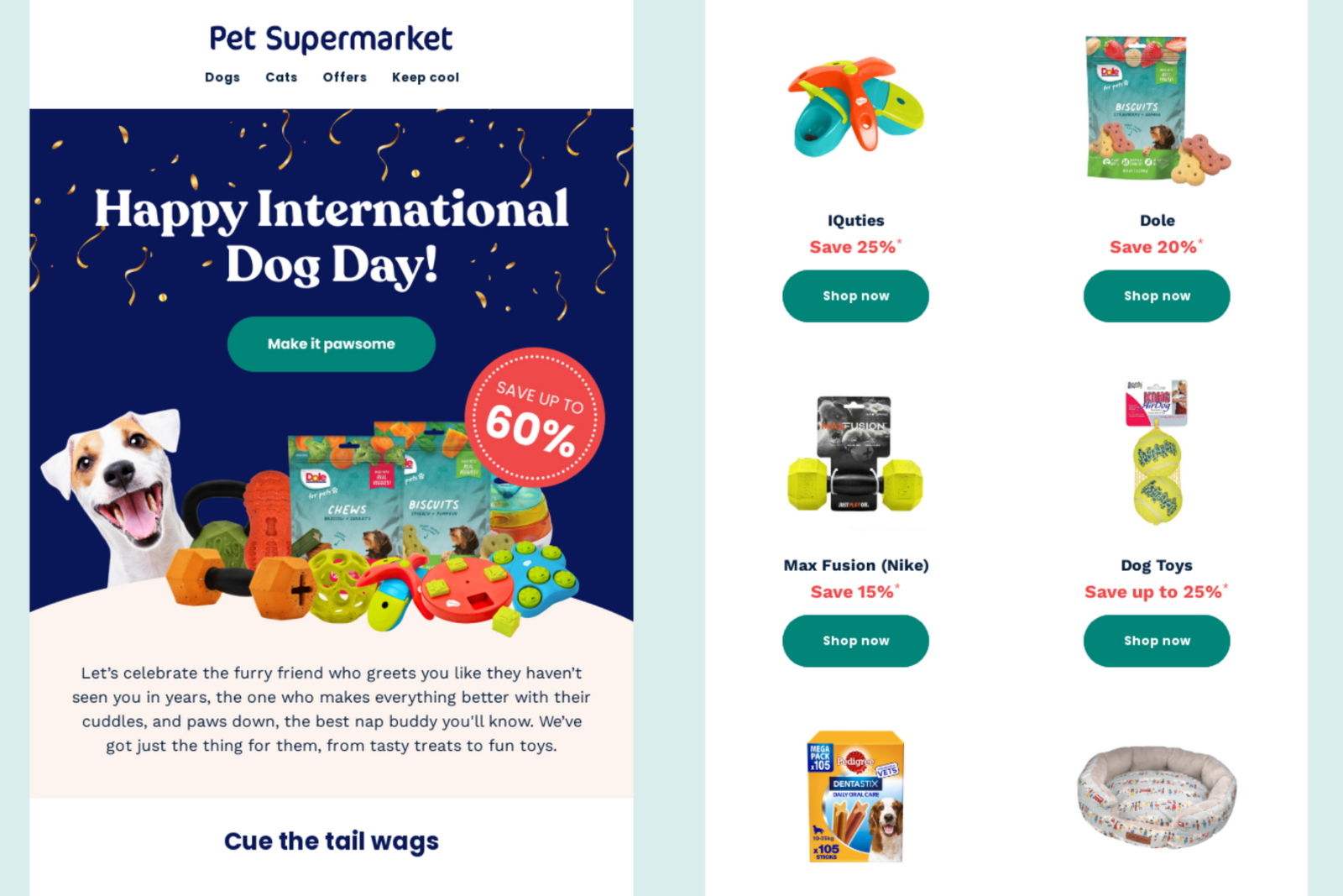 Pet Supermarket, International Dog Day email marketing campaign.